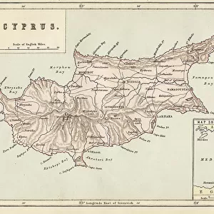 Cyprus map - Published 1884 by William Mackenzie, London for "The National Encyclopedia"