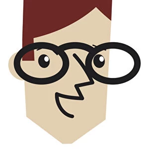 Digital cartoon of man wearing oversized spectacles