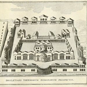 The Diocletian's Therme, made from what remains of it, historical Rome, Italy, digital reproduction of an original 17th-century artwork, original date unknown