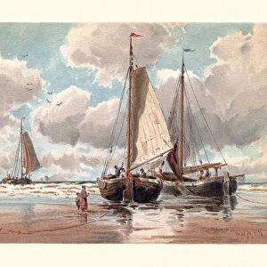 Dutch Pinks boats at Low Tide, 19th Century