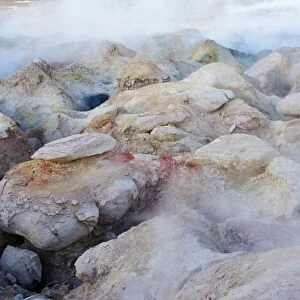 Geyser field, used geothermally, dried up, fumarole, Sol de Manana, Altiplano, Bolivia