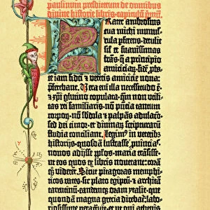 The Gutenberg Bible page with illuminated letter 1898