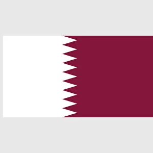 Illustration of flag of Qatar, purple with white, nine-point serrated line on hoist side