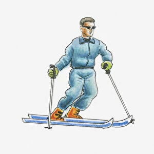 Illustration of a man skiing