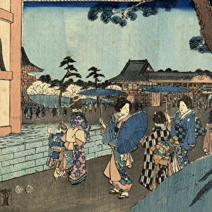 Japanese Woodblock Street Scene Print by Hiroshige