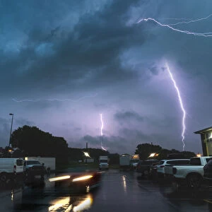 Lightning over Mitchell in South Dakota. USA