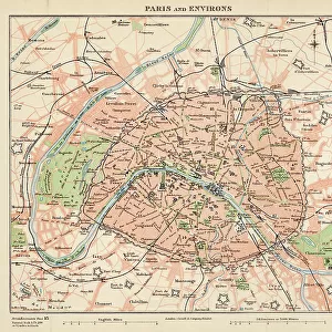 Map of Paris and environs - The Encyclopedia Britannica -1896