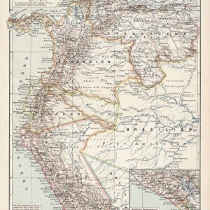 Map of Peru, Colombia, Venezuela, Ecuador 1900