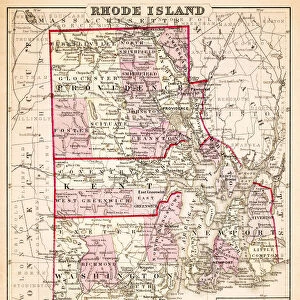 Map of Rhode Island USA 1883