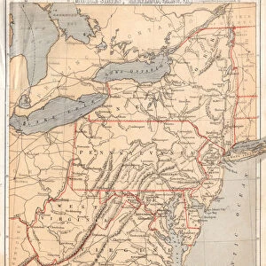 Middle states USA map 1869