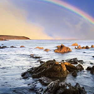Rainbow landscape in beautiful Irish landscape scenery. Dungarvan, Co