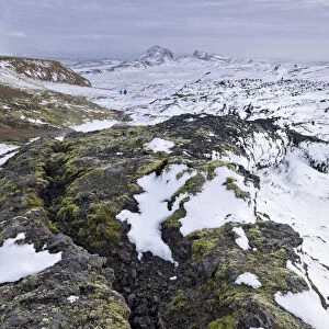 Thermal area of Leirhnjukur, snow-covered, Krafla, Northeastern Region, Iceland