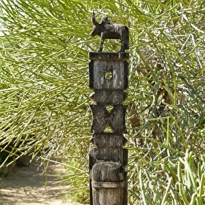 Totem carved from wood, arboretum of Tulear or Toliara, Madagascar