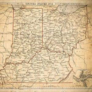 USA East North central map of 1869
