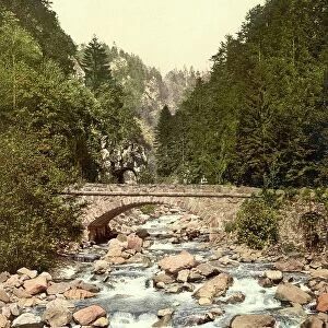 In the Wehra Valley in the Black Forest, Baden-Wuerttemberg, Germany, Historic, digitally restored reproduction of a photochromic print from the 1890s