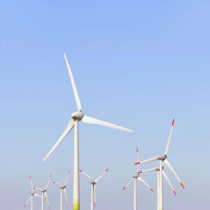 Wind farm near Wesselburen, North Frisia, Schleswig-Holstein, northern Germany, Germany, Europe