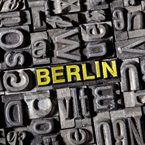 The word Berlin made of old lead type