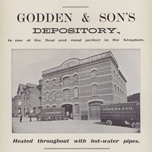 Advertisement for Godden & Sons Furniture Depository, Canterbury, Kent (b / w photo)