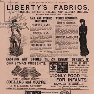 Advertisement for Libertys Fabrics; George Eliot collars and cuffs (engraving)
