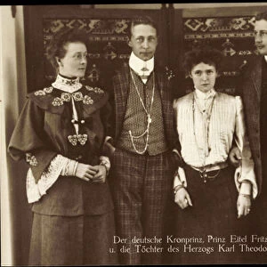 Ak Crown Prince Wilhelm, Prince Eitel Fritz, Daughters of Karl Theodor (b / w photo)