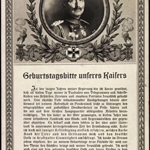 Ak Geburtstagsbitte des Emperor Wilhelm II, NPG 5068 (b / w photo)