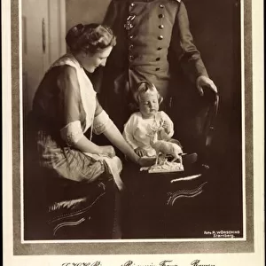 Ak I. K. H. Prince and Princess Franz of Bavaria, son Prince Ludwig (b / w photo)