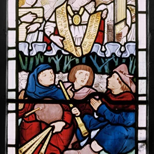 Annunciation to the shepherds, east window predella, 1864 (stained glass)