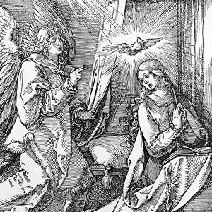The Annunciation from the Small Passion series, 1511 (woodcut) (b / w photo)
