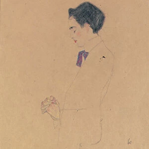 Anton Faistauer with folded hands, 1909 (crayon & pencil on paper)