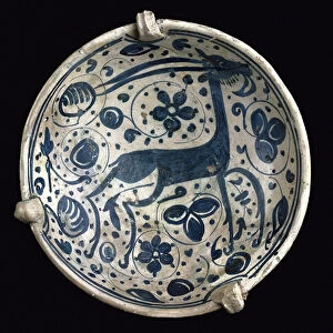 Art mudejar: ceramic cup azul, decorated with a deer of Paterna