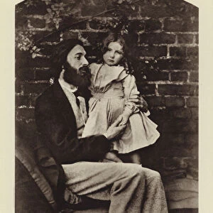 Arthur Hughes, the artist, and his daughter Agnes (b / w photo)