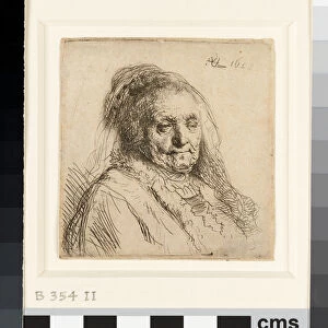 The artists mother, head and bust, 1628 (etching)