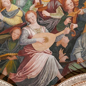 Detail of the Assumption of the Blessed Virgin, known as "The choir of angels playing music", Dome of the transept, from 1534 (fresco)