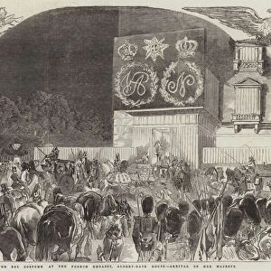 The Bal Costume at the French Embassy, Albert-Gate House, Arrival of Her Majesty (engraving)