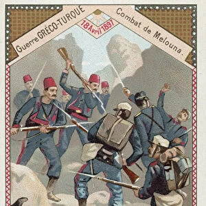 Battle of Melouna, Greco-Turkish War, 18 April 1897 (chromolitho)