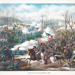 Battle of Pea Ridge, Arkansas, pub. Kurz & Allison, 1889 (colour litho)