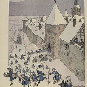 Battle of Turckheim, Alsace, 1675 (colour litho)