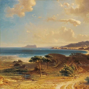 Beach at Estepona with a View of the Rock of Gibraltar - Bamberger, Fritz (Friedrich) (1814-1873) - 1855 - Oil on canvas - 73x112, 7 - Museo Carmen Thyssen, Malaga