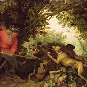 Boar Hunt, 1611 (oil on panel)