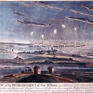 The British Attack of Fort McHenry, Baltimore in 1812 (engraving)