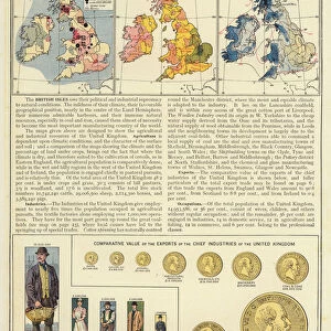 British Isles, Natural Resources and Industries (colour litho)