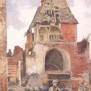 British Soldiers in the Ruins of Peronne, 1917 (w / c on paper)
