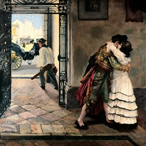 The bullfighters farewell. Painting by Nicolas Alperiz (1865-1928)