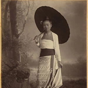Burmese lady (albumen print) (b / w photo)
