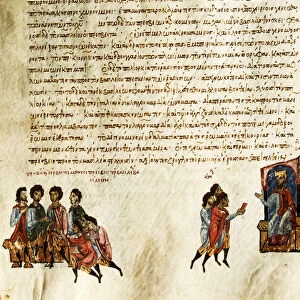Byzantine Emperor Basil I called Macedonian (812-886) receiving Serbian ambassadors