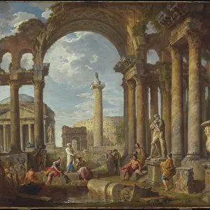 A Capriccio of Roman Ruins with the Pantheon, c. 1755 (oil on canvas)