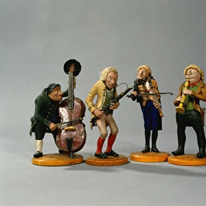 Caricature figurines of musicians, made in Nuremberg, 1836 (ceramic) (for detail