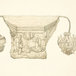Carved misericord in the stalls of Bristol Cathedral (pencil & w / c on paper)