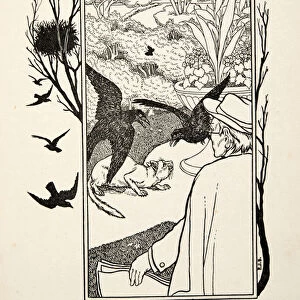 The Cat and Crows, from A Hundred Anecdotes of Animals, pub. 1924 (engraving)