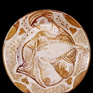 Ceramic plate with a lute player, 11th century
